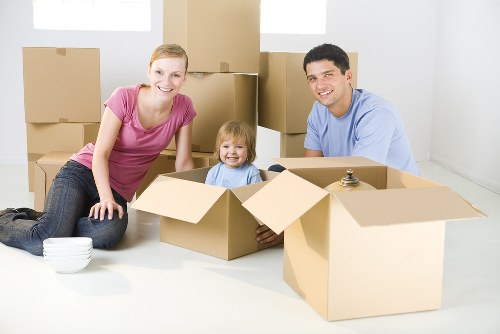 Office relocation planning in Putney with moving boxes and desks