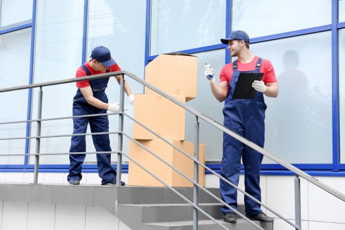 Household items being prepared for transport during a Putney move
