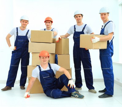 House movers working in a Putney residential street