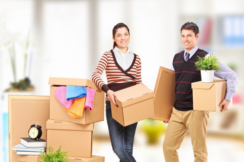 Packed household items ready for transport during a Putney move