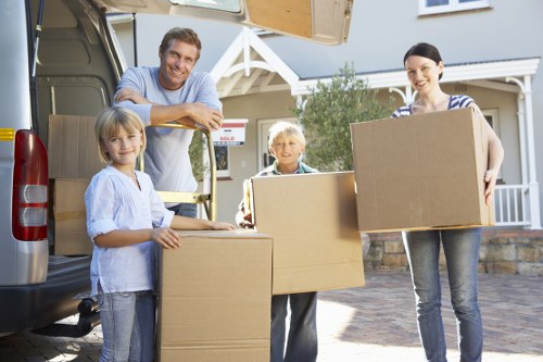 Professional packing supplies and boxed household items prepared for a Putney move