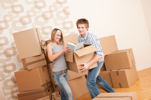 Packed moving boxes and furniture protection for a Putney removal