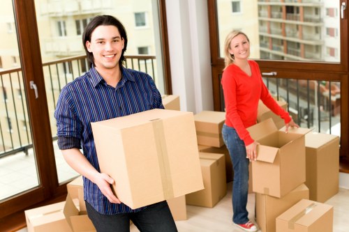 Furniture and boxes loaded into a moving van in Putney